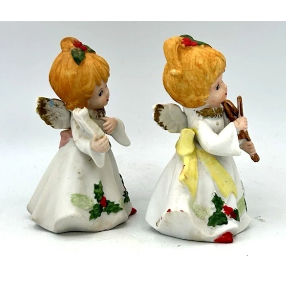 Vintage Homco Christmas Angel Figurines Set of 2 Musical Choir Taiwan 5551
